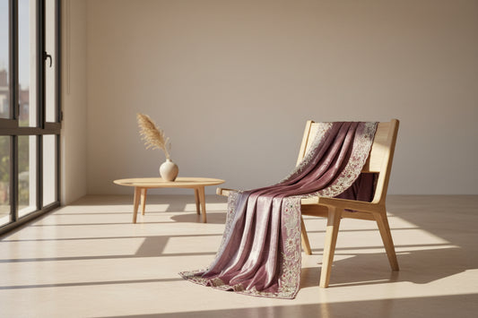 Blush-Mauve Tissue Handwork Saree