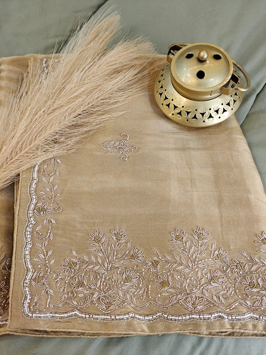 Golden Sand – Subtle Tissue Handwork Saree