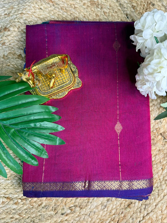 Rani Pink Dual Tone Maheshwari Silk-Cotton Saree