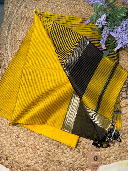 Haldi Hues Maheshwari Saree