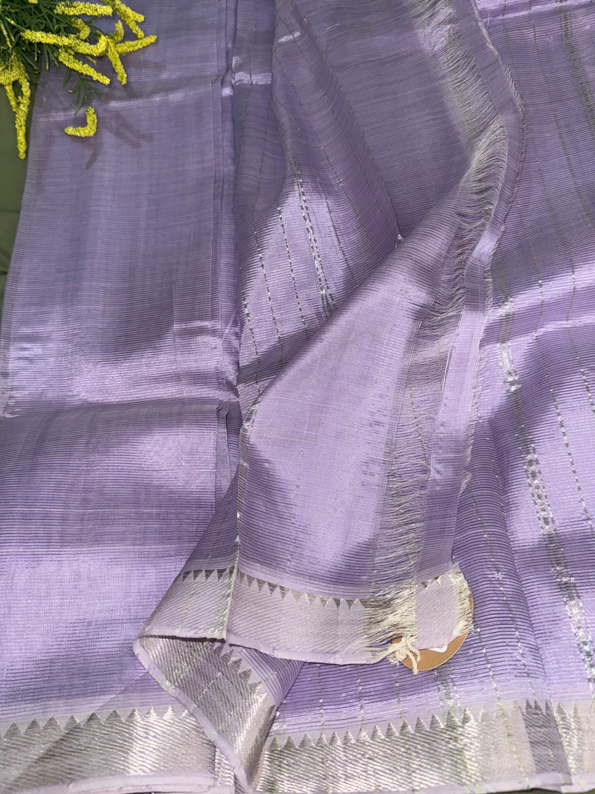 Lilac Silver Border Mangalagiri Saree