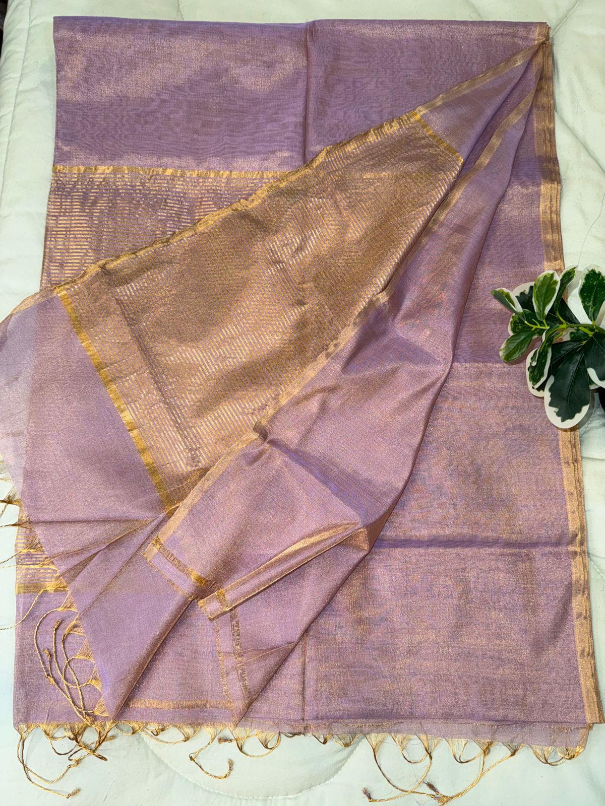 Lavender Tissue Maheshwari Saree