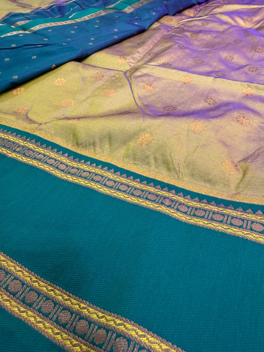 Emerald Mustard Paithani Saree