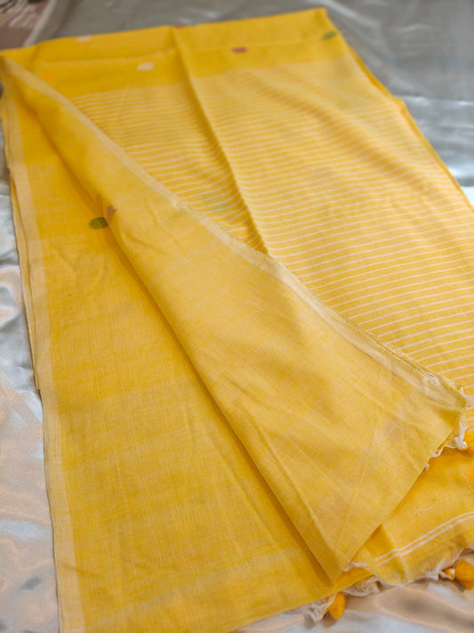 Yellow Whisper Mul Cotton Saree