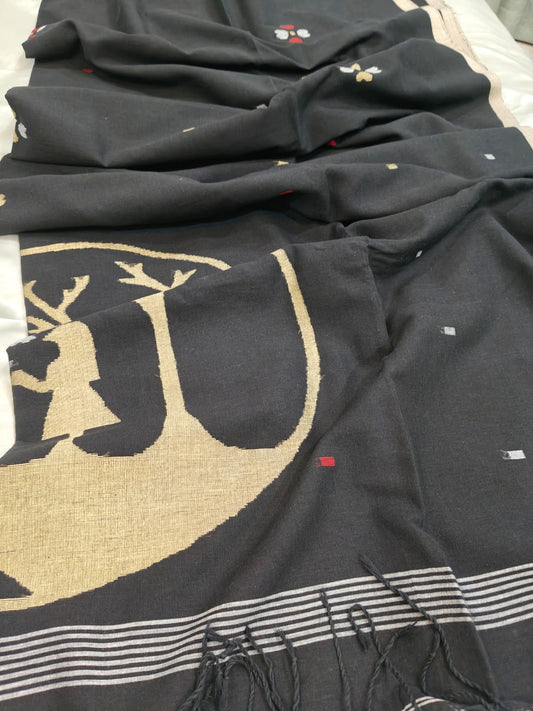 Black Intricate Handwoven Jamdani Saree