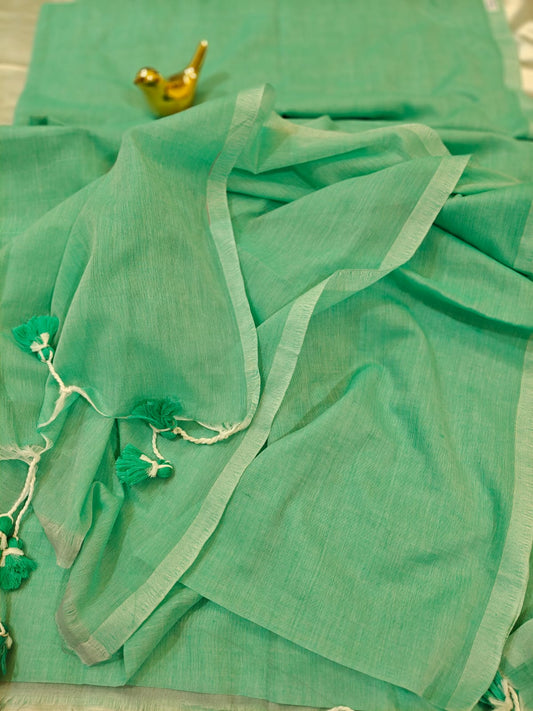 Light Green Mul Cotton Saree