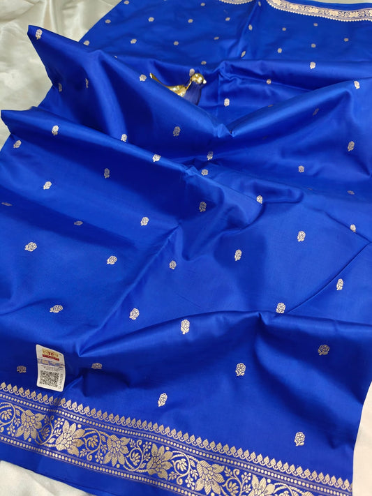 Royal Blue Pure Katan Banarasi Saree