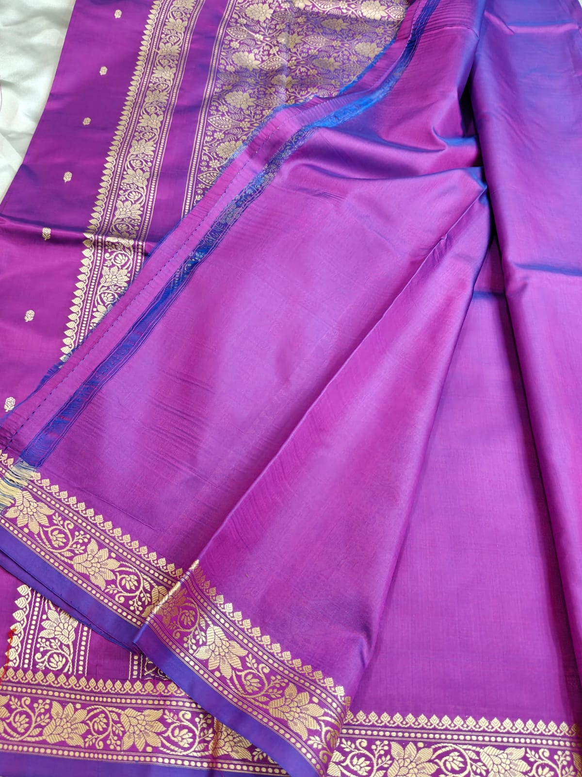 Magenta Pure Katan Banarasi Saree