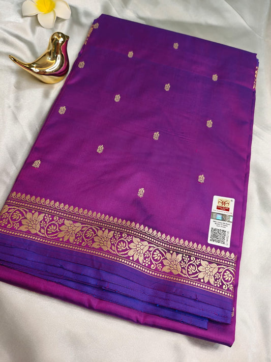 Magenta Pure Katan Banarasi Saree