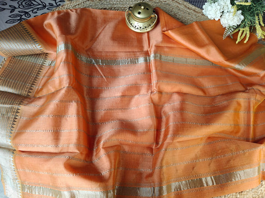 Blush Orange Mangalgiri Saree