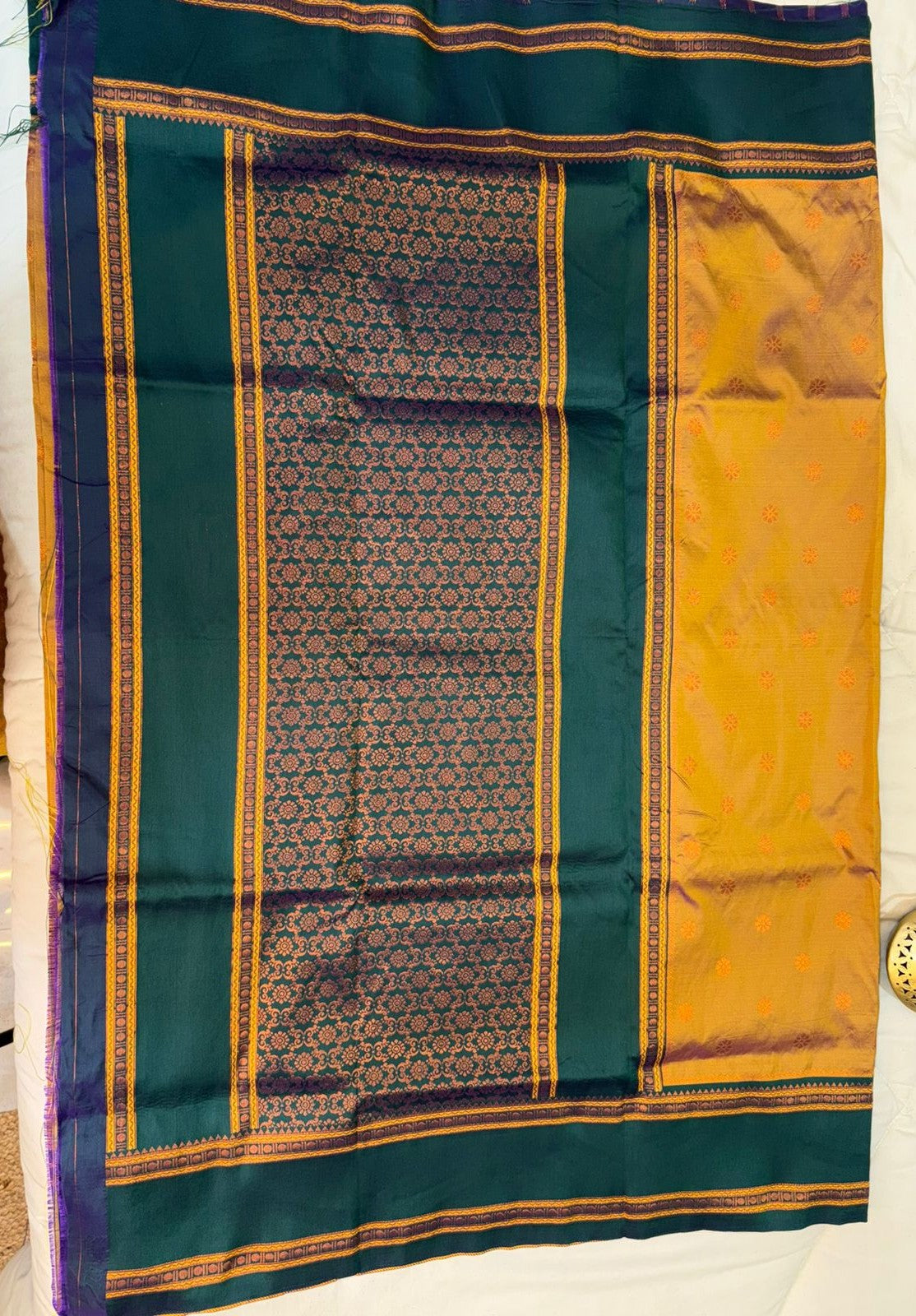 Emerald Mustard Paithani Saree