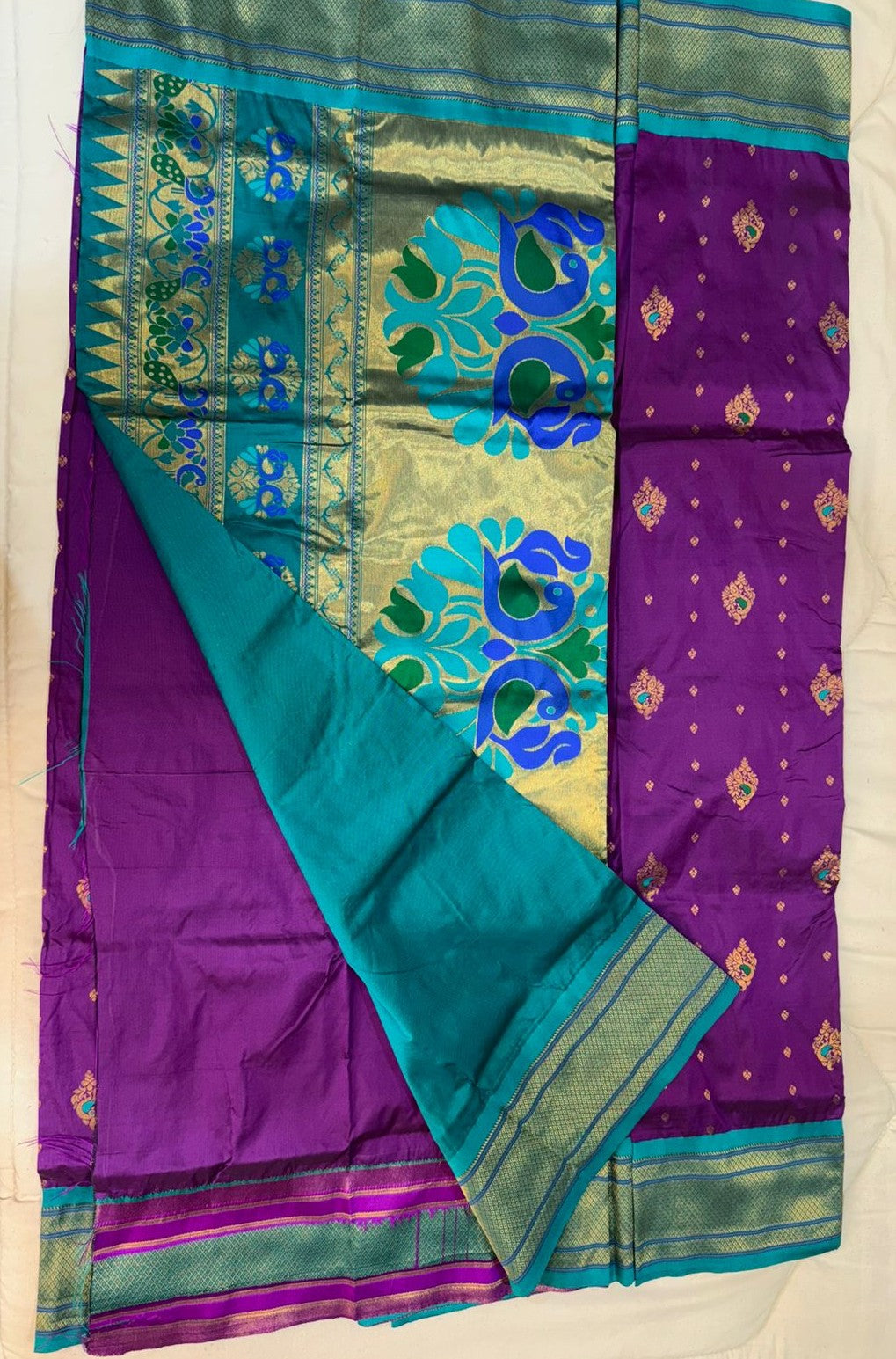 Peacock Charm Purple Paithani Saree