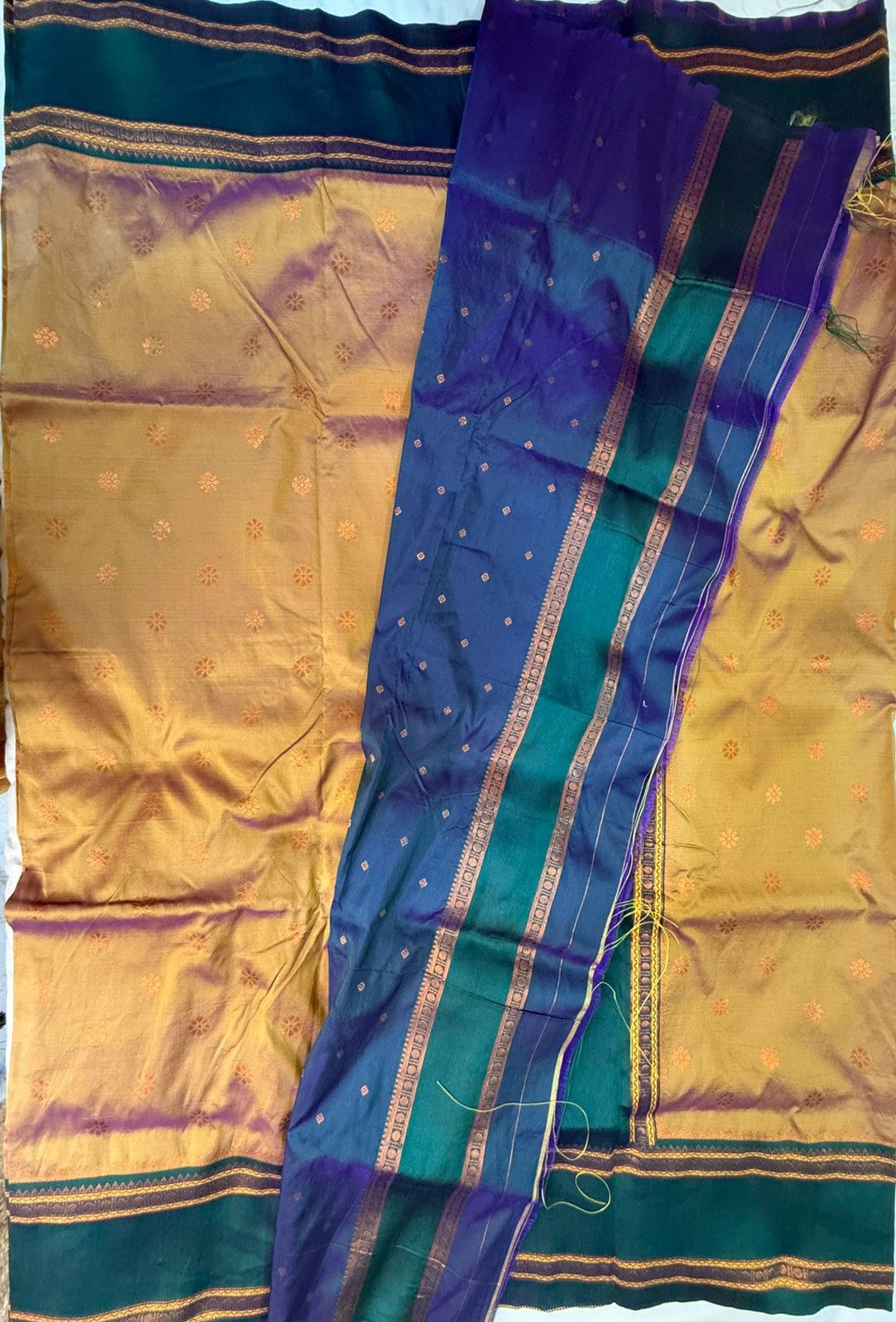 Emerald Mustard Paithani Saree