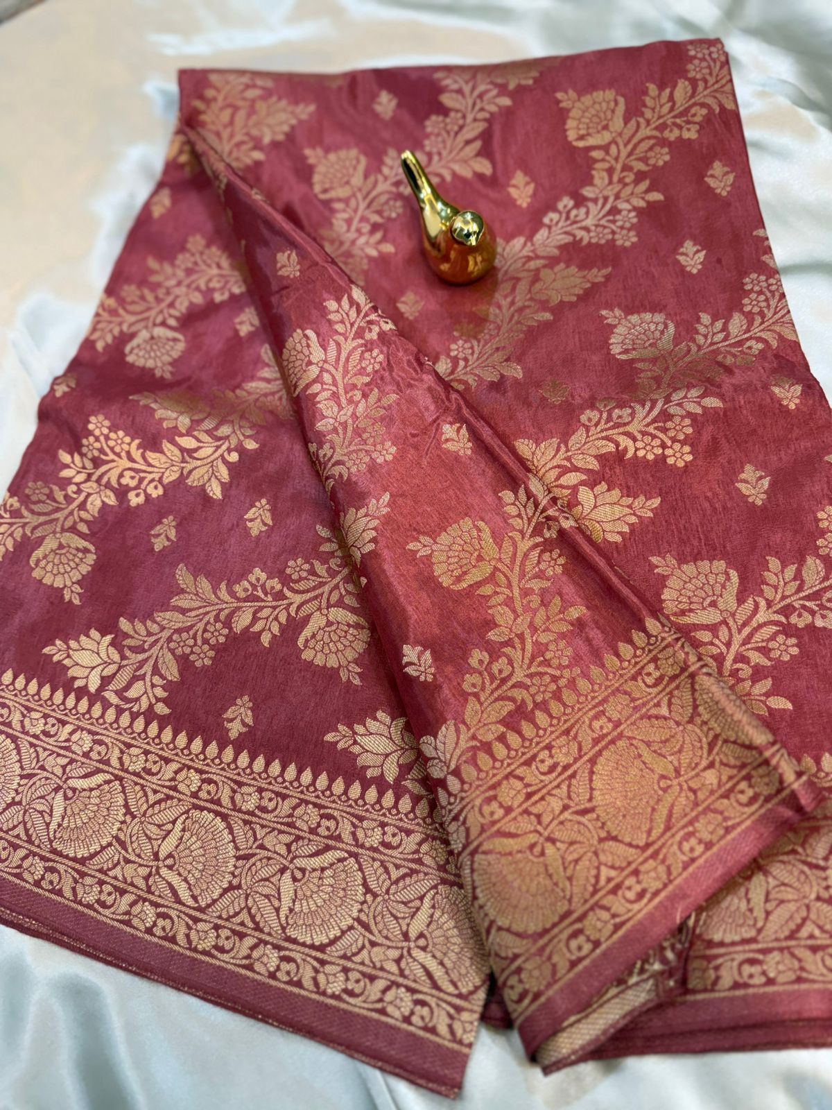 Onion Pink Viscos Silk Saree