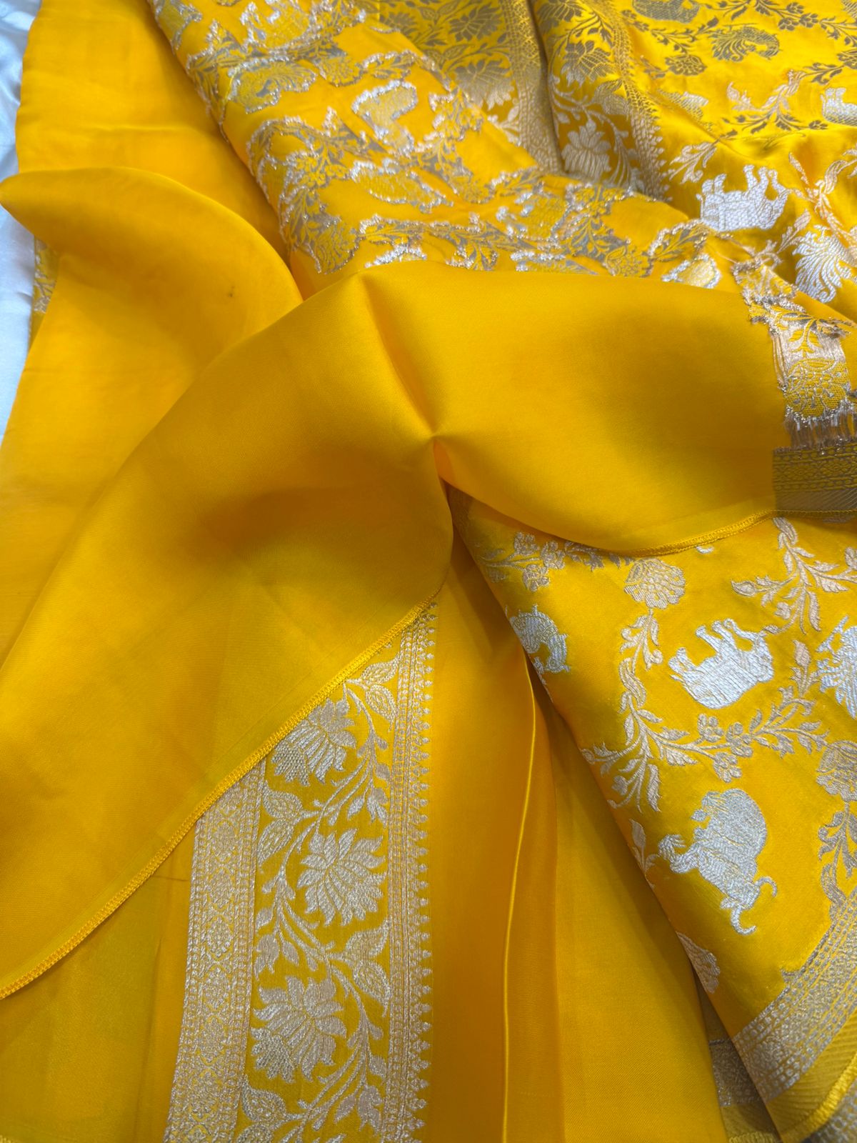 Yellow Mashru Silk Saree