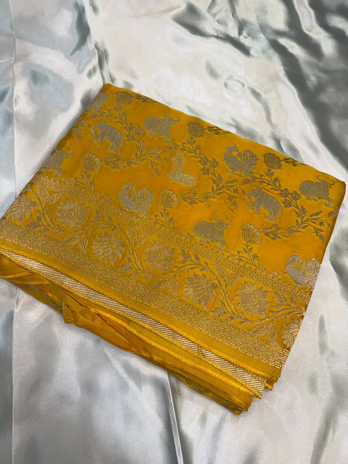 Yellow Mashru Silk Saree