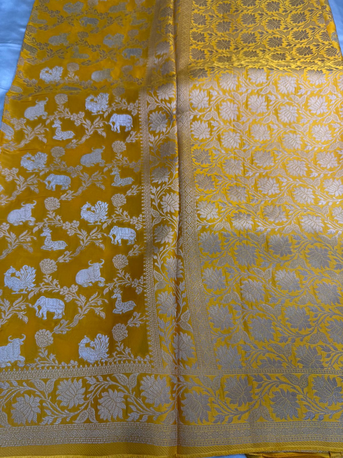 Yellow Mashru Silk Saree