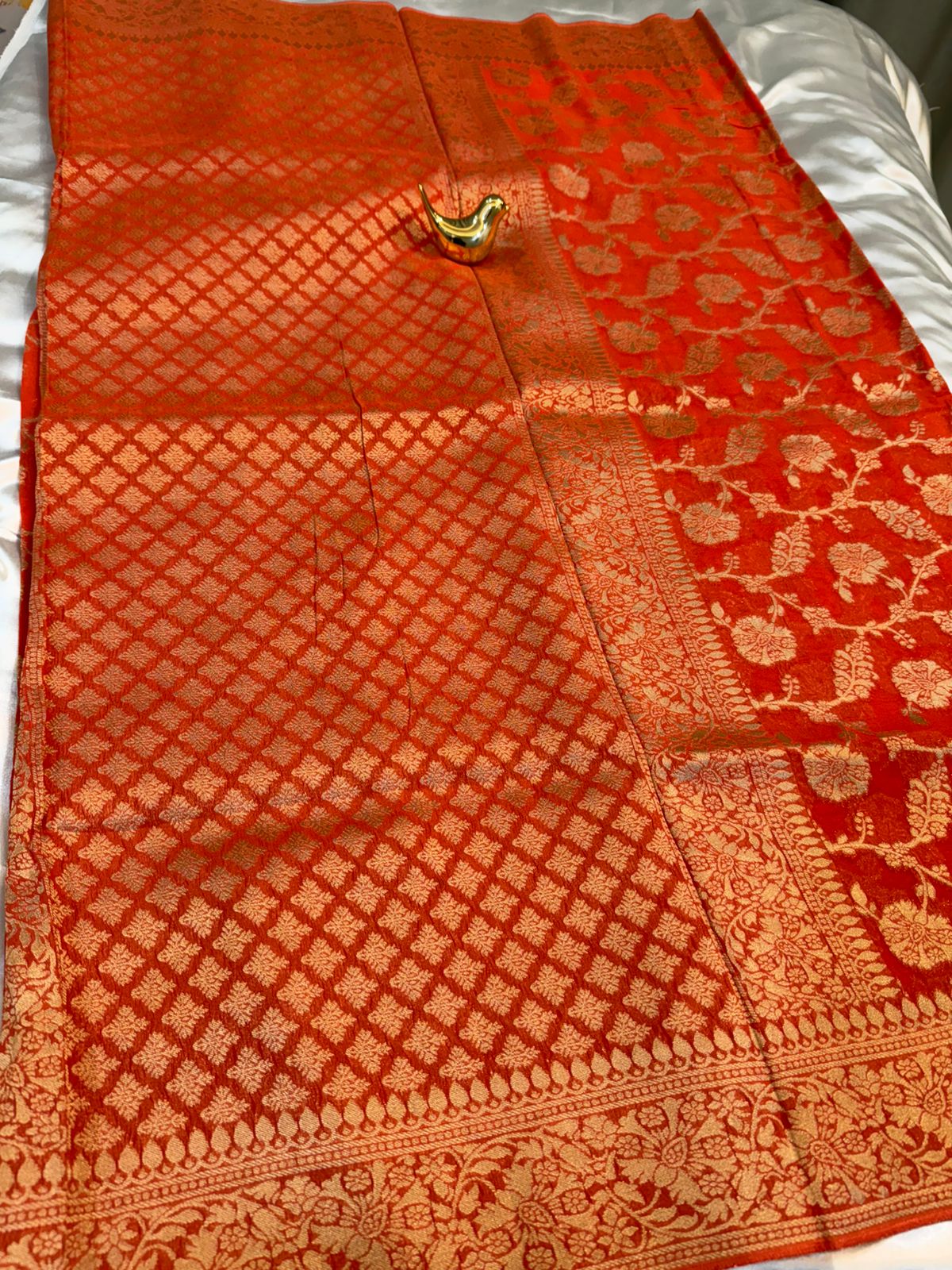 Orange Semi Khaddi Georgette Saree