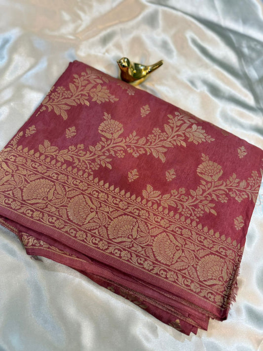 Onion Pink Viscos Silk Saree