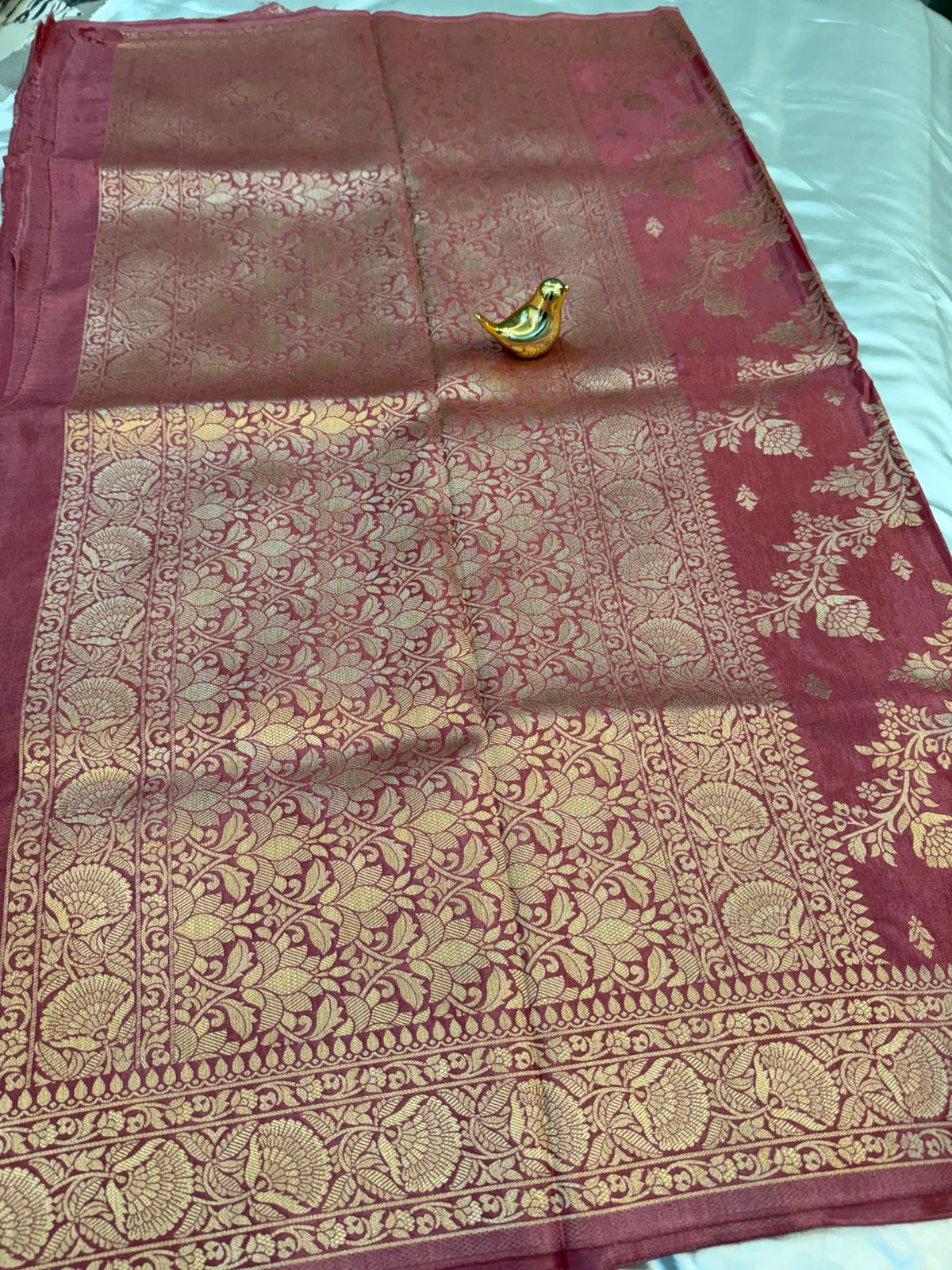 Onion Pink Viscos Silk Saree