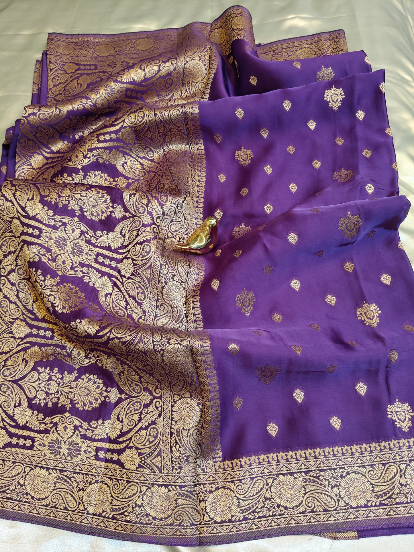 Royal Purple Mashru Silk Banarasi6