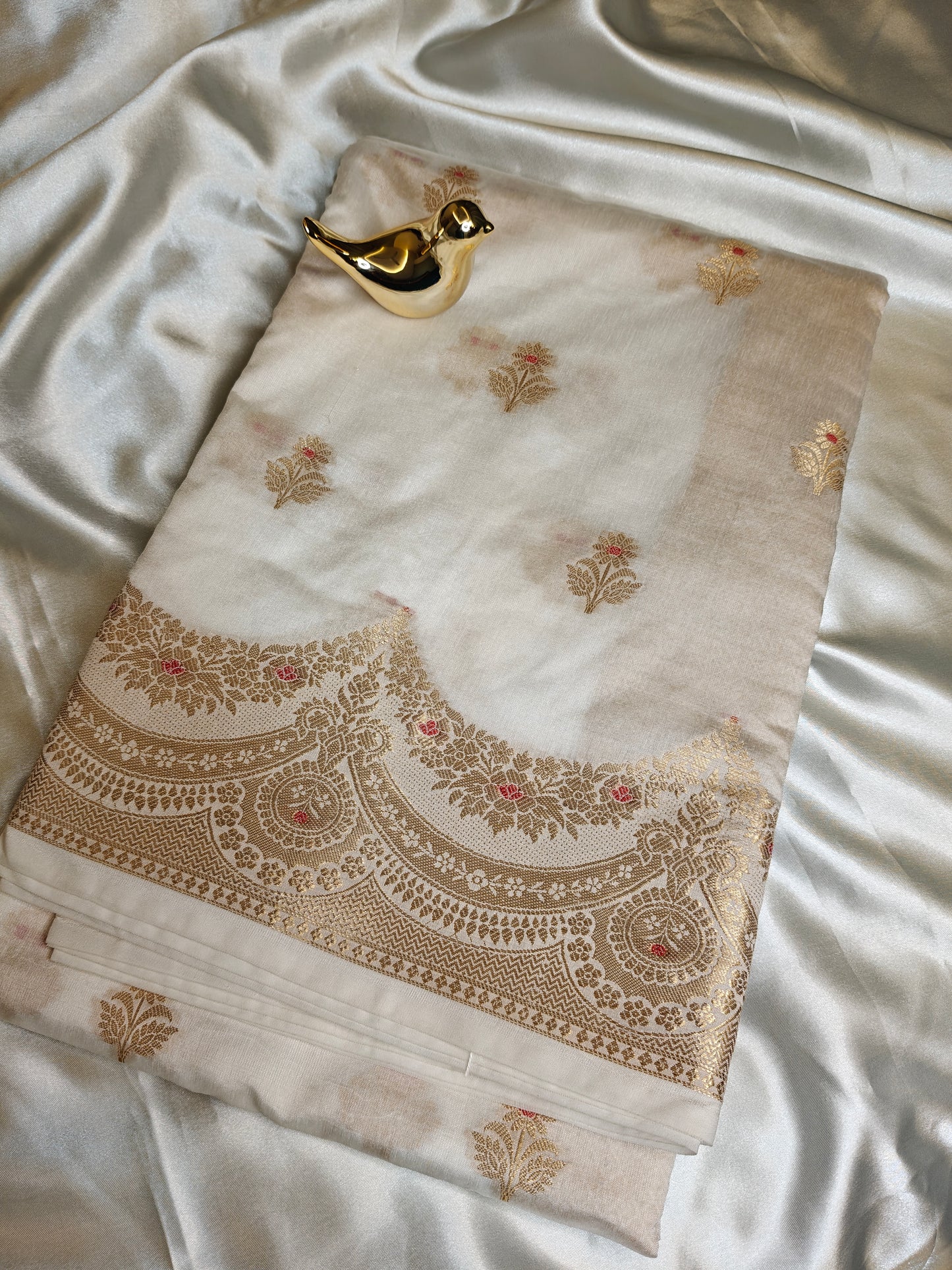 Pearl White Soft Silk Banarasi