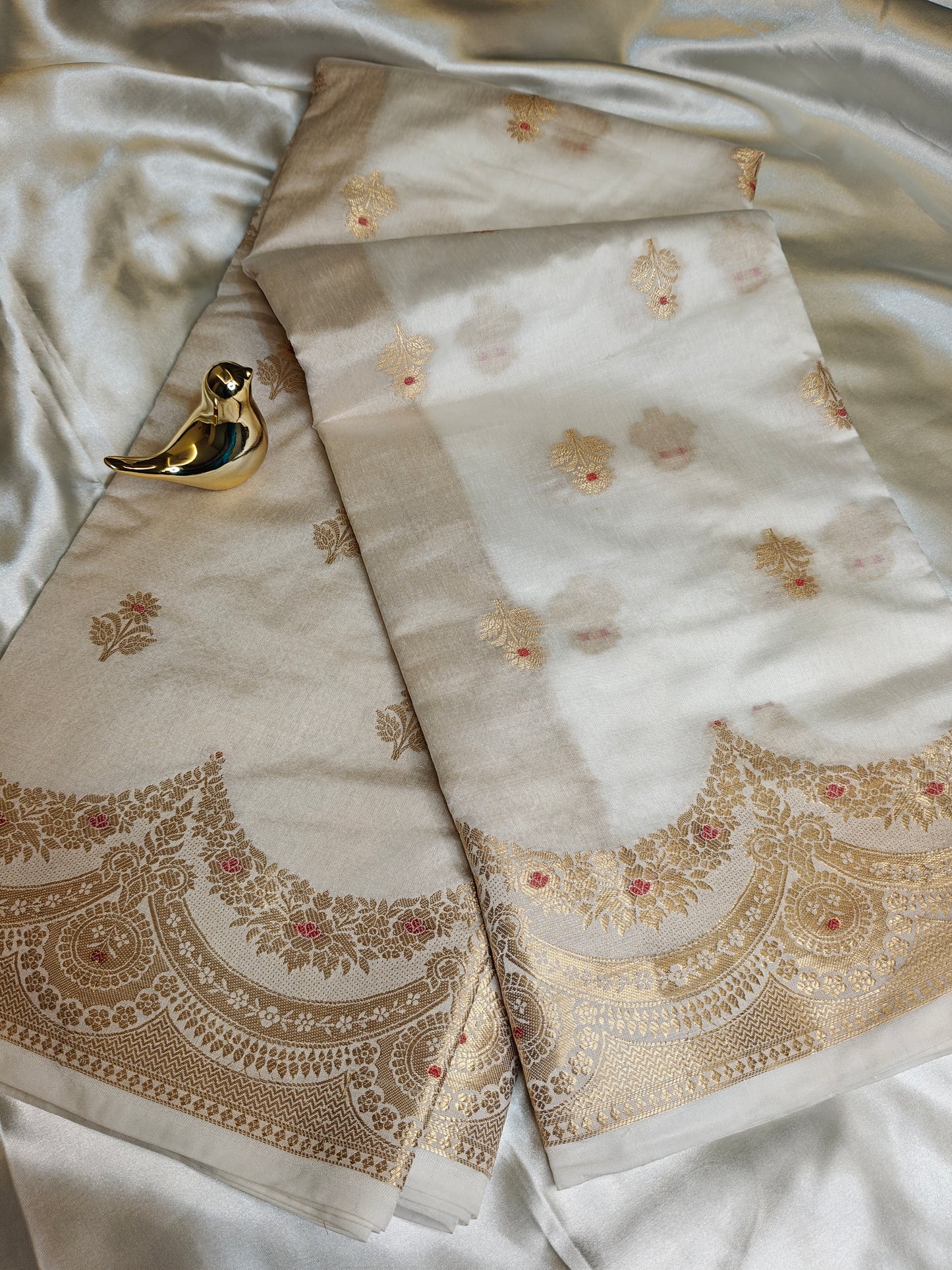 Pearl White Soft Silk Banarasi