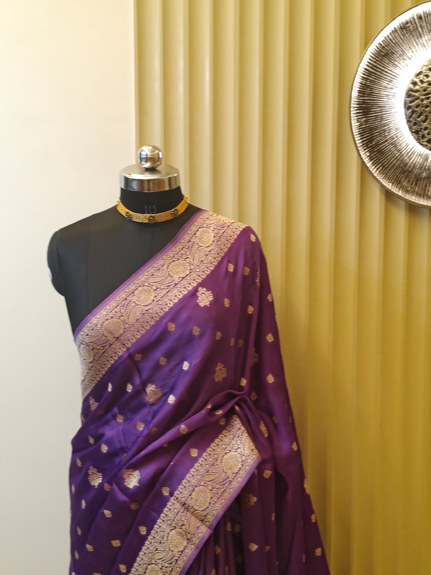 Royal Purple Mashru Silk Banarasi6