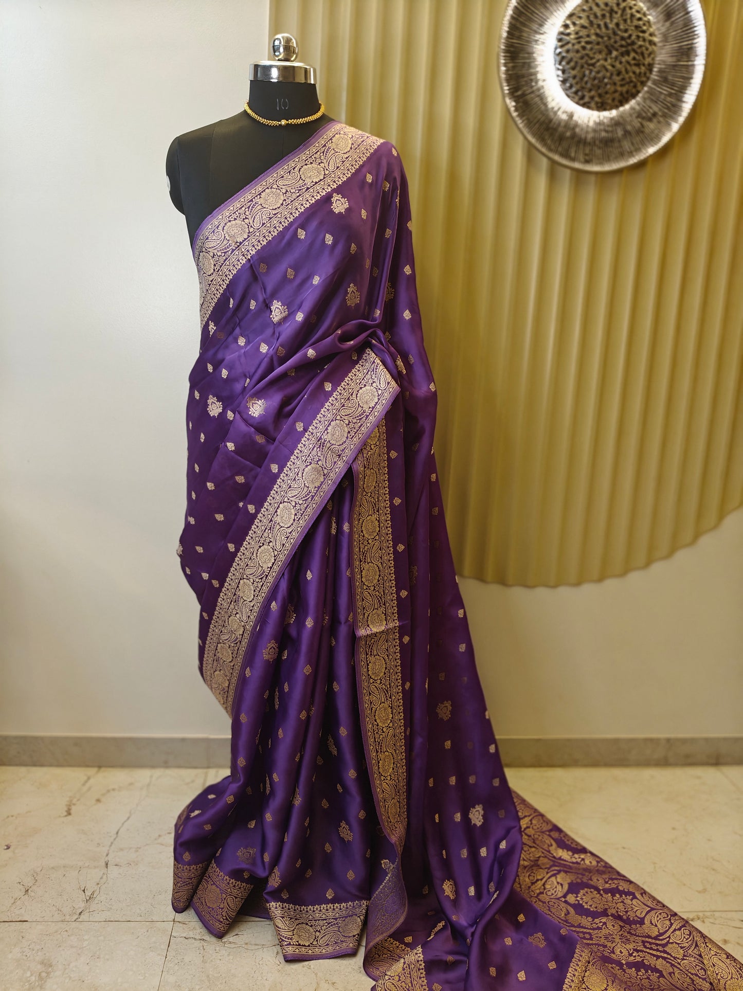 Royal Purple Mashru Silk Banarasi6