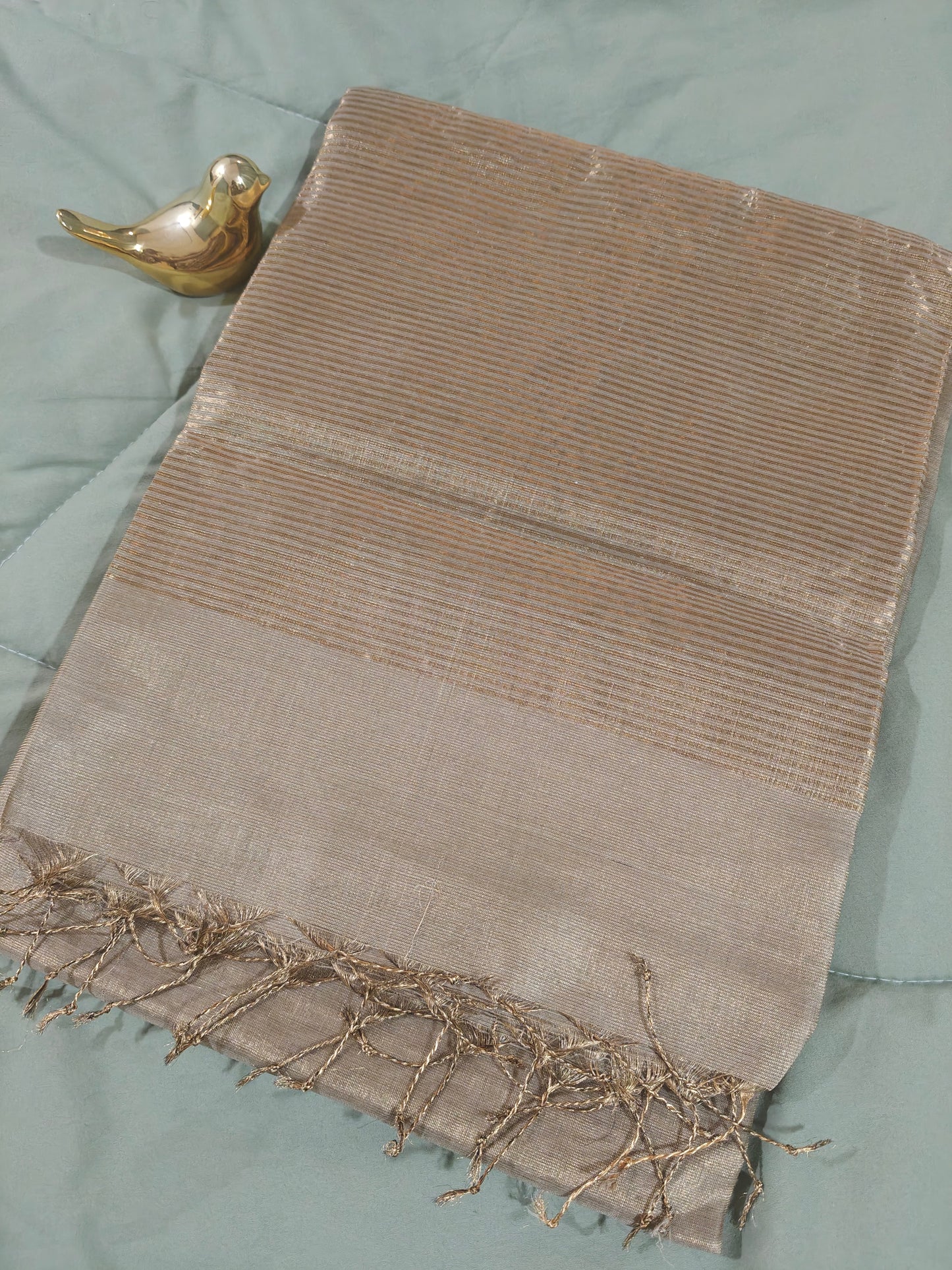 Antique Copper Tissue Maheshwari Saree