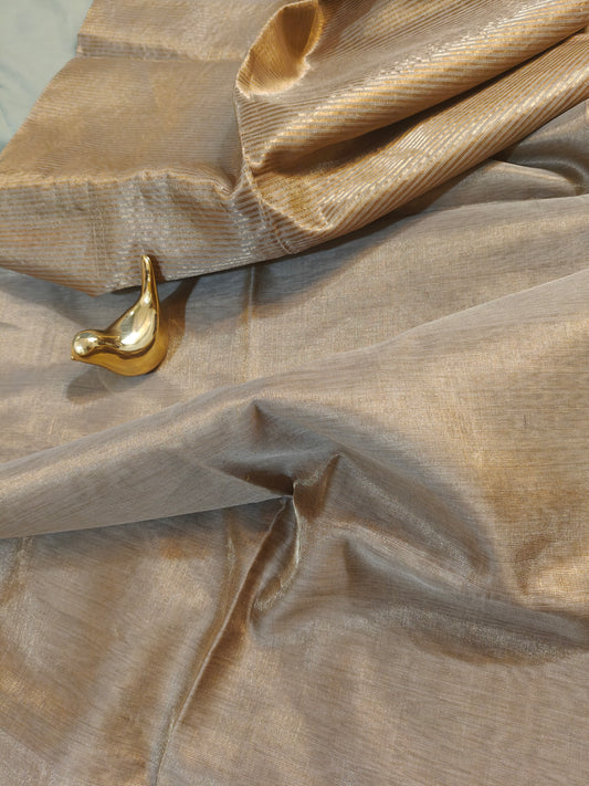 Antique Copper Tissue Maheshwari Saree