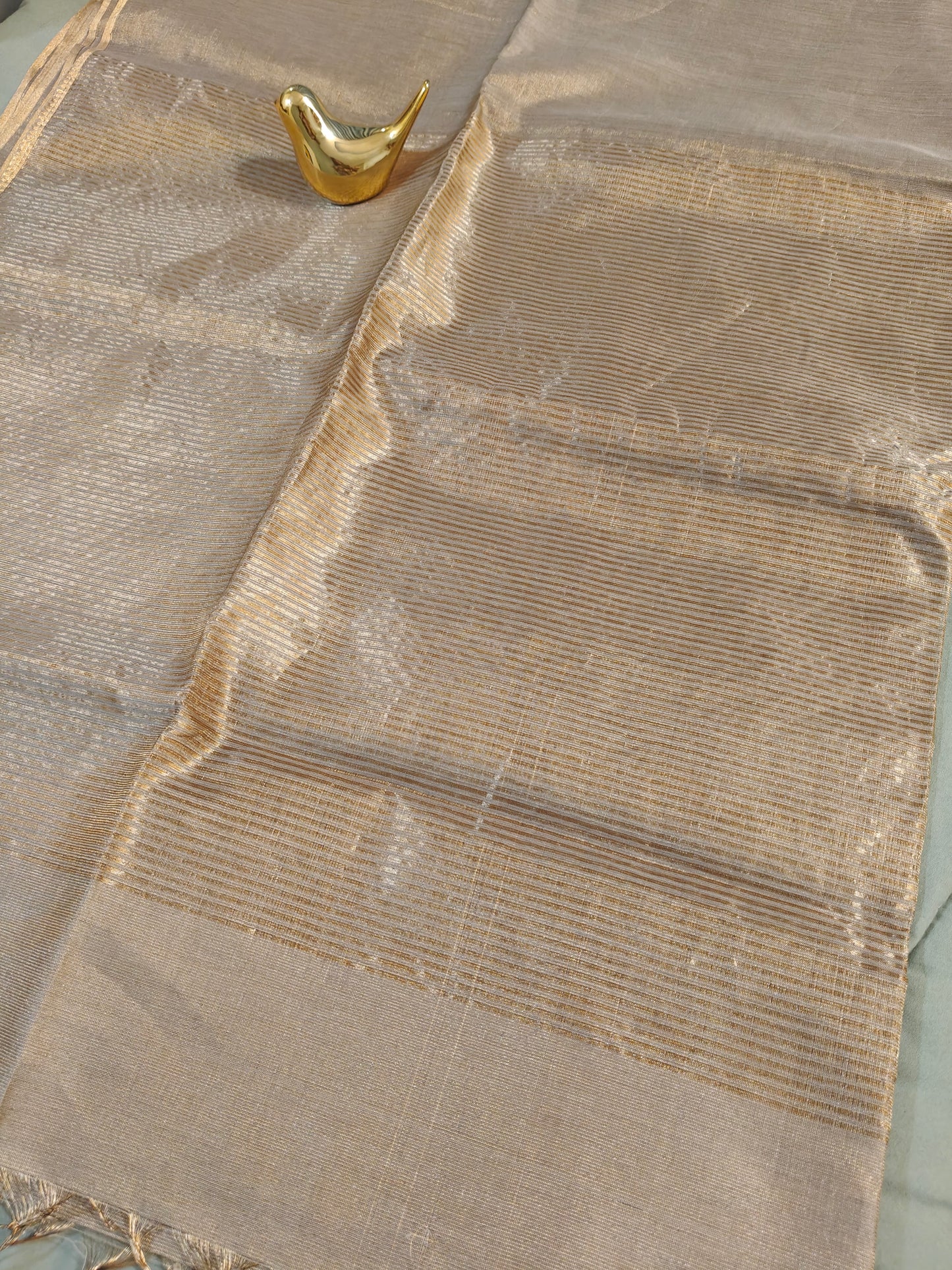 Antique Copper Tissue Maheshwari Saree
