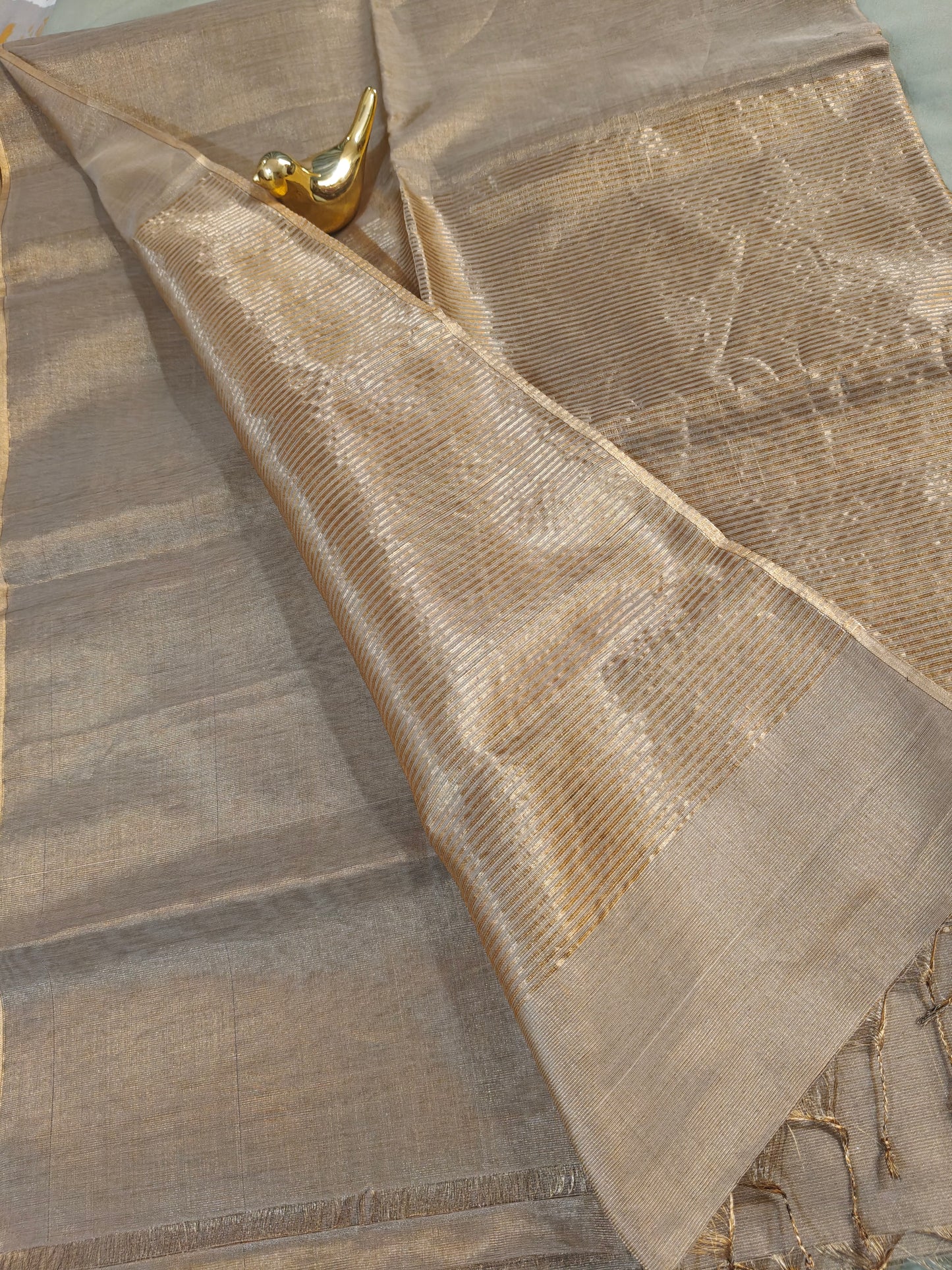Antique Copper Tissue Maheshwari Saree