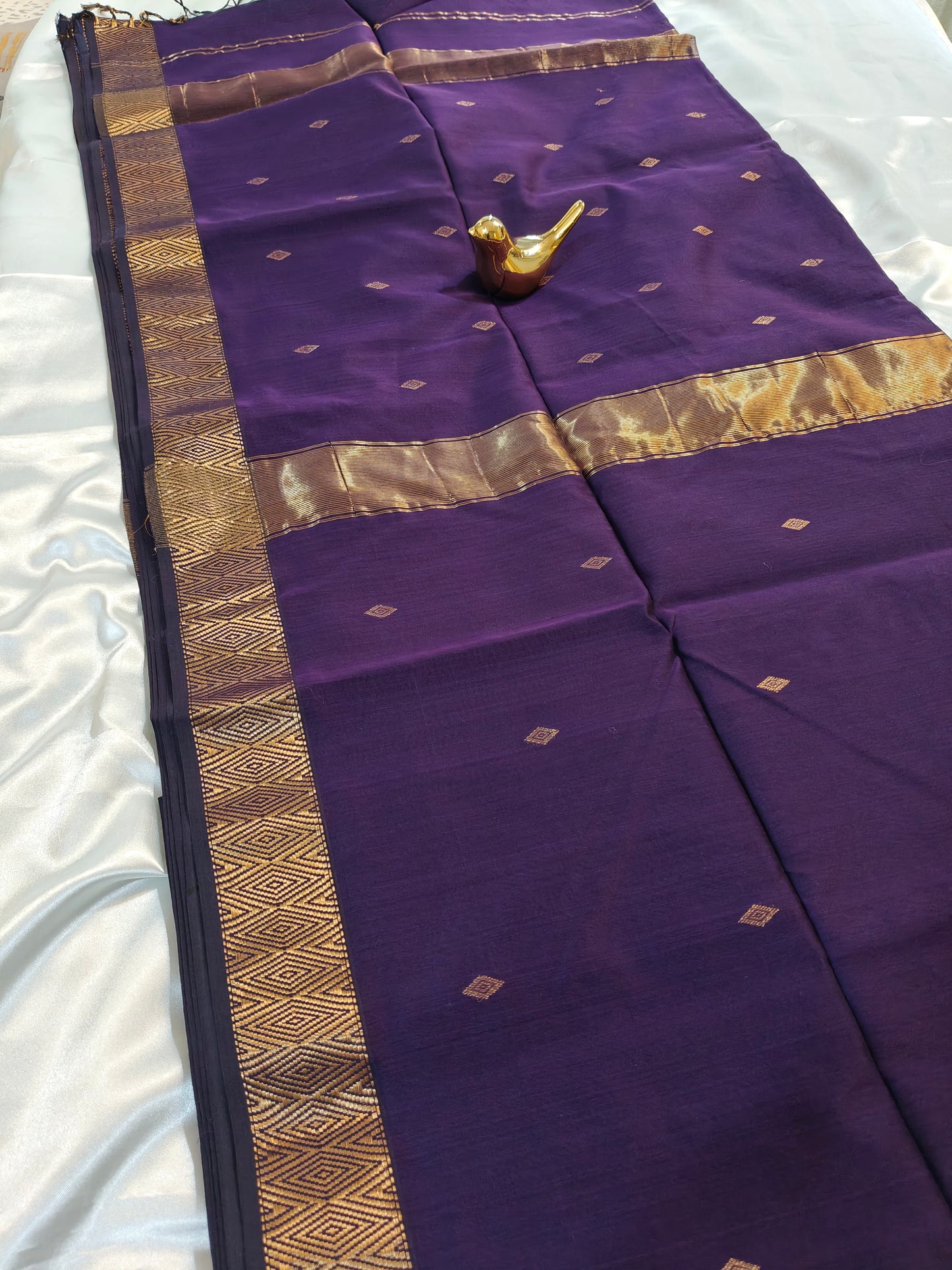 Purple Pure Maheswari Silk by Cotton Saree