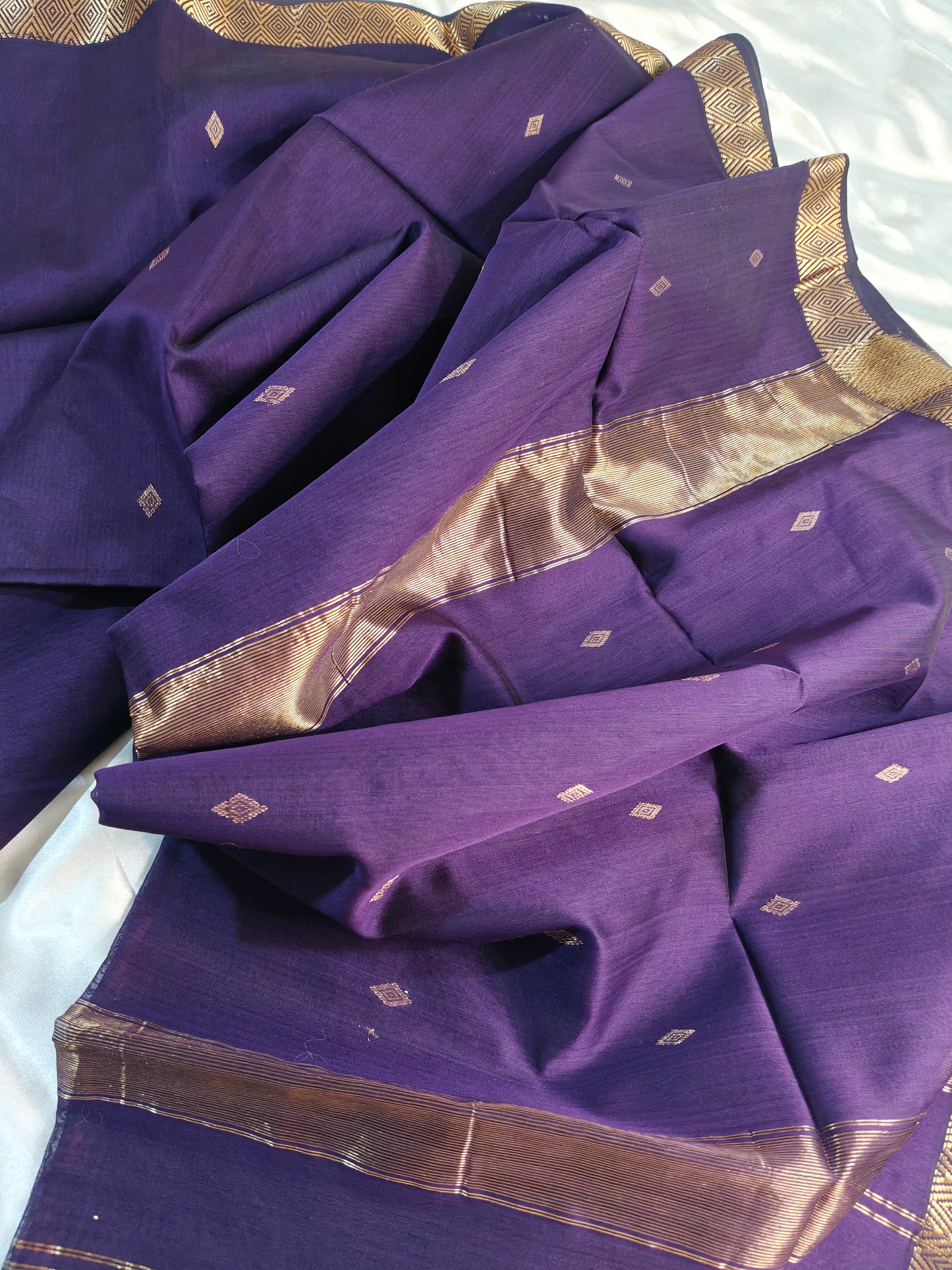Purple Pure Maheswari Silk by Cotton Saree