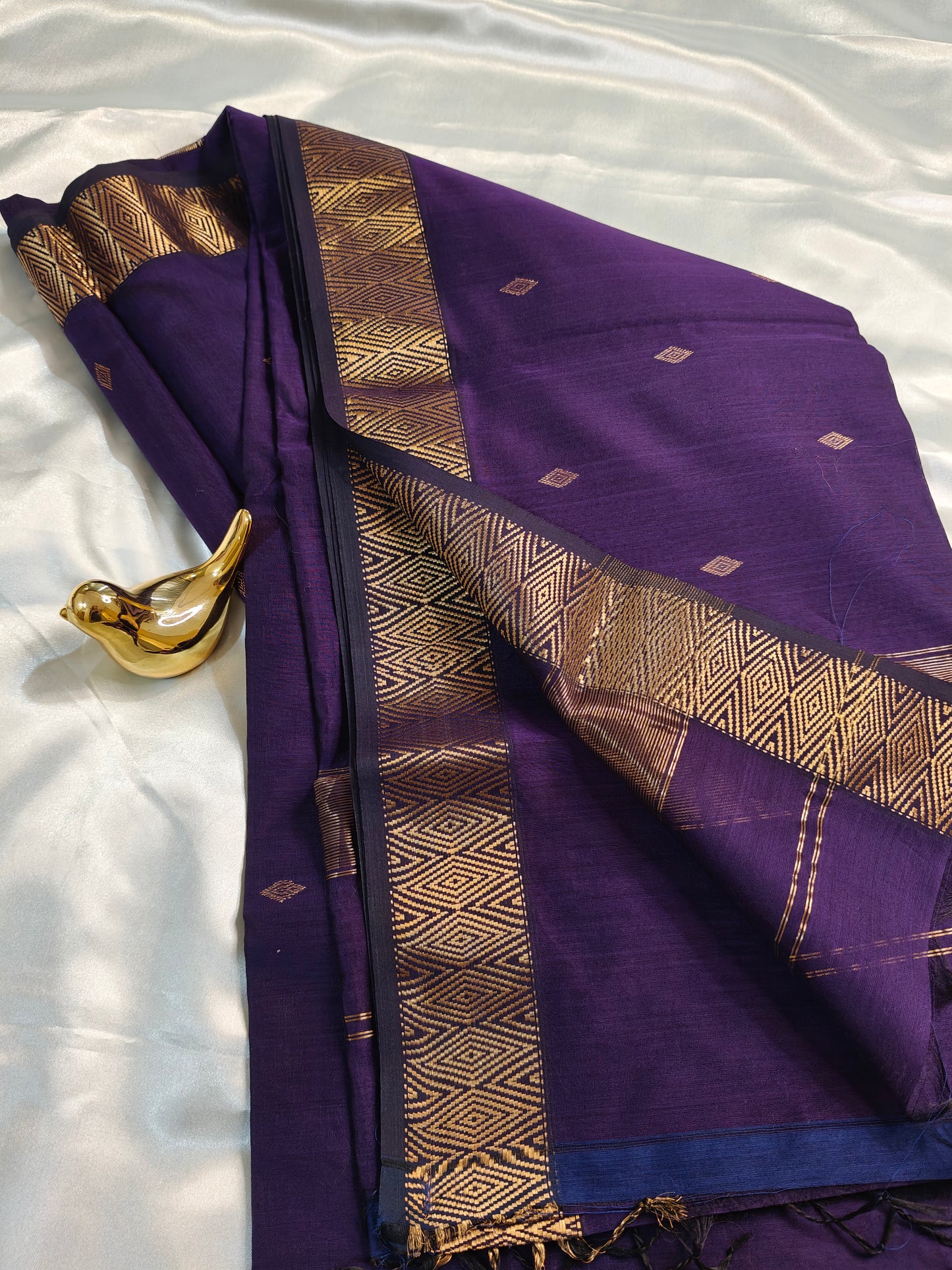 Purple Pure Maheswari Silk by Cotton Saree