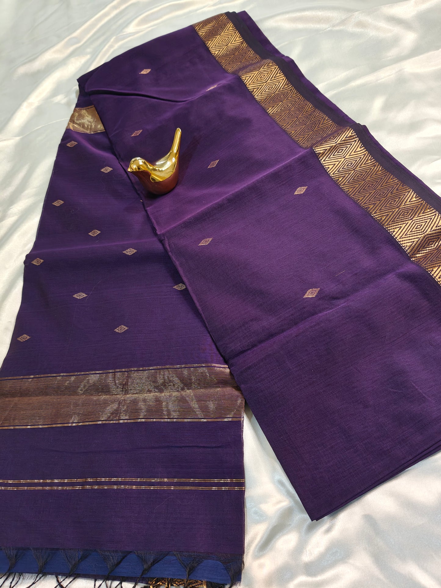Purple Pure Maheswari Silk by Cotton Saree