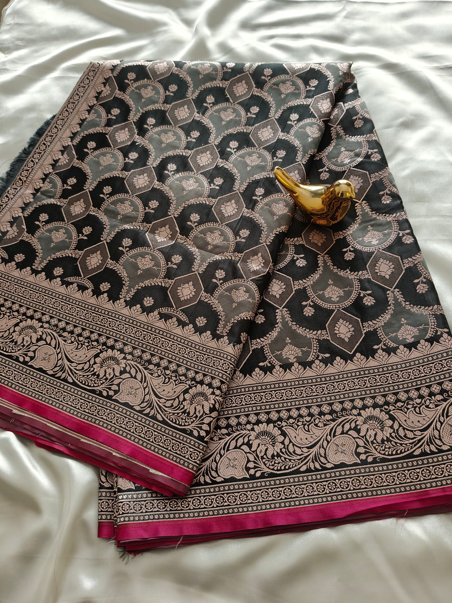 Black Premium Mashru Silk Saree