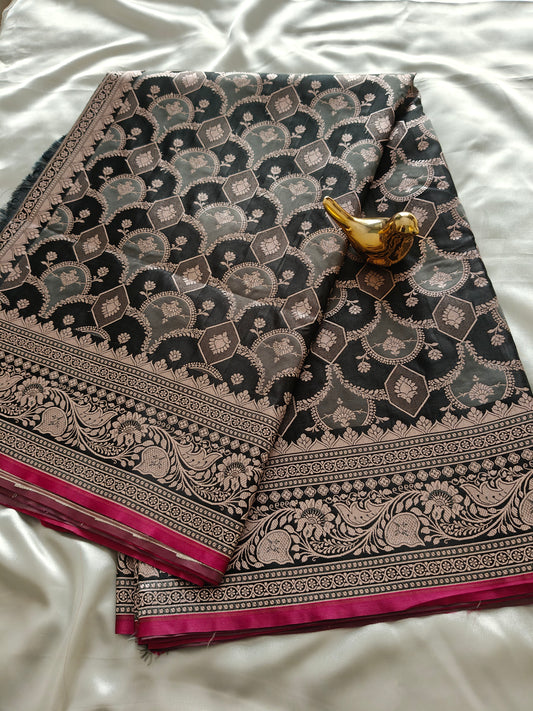 Black Premium Mashru Silk Saree