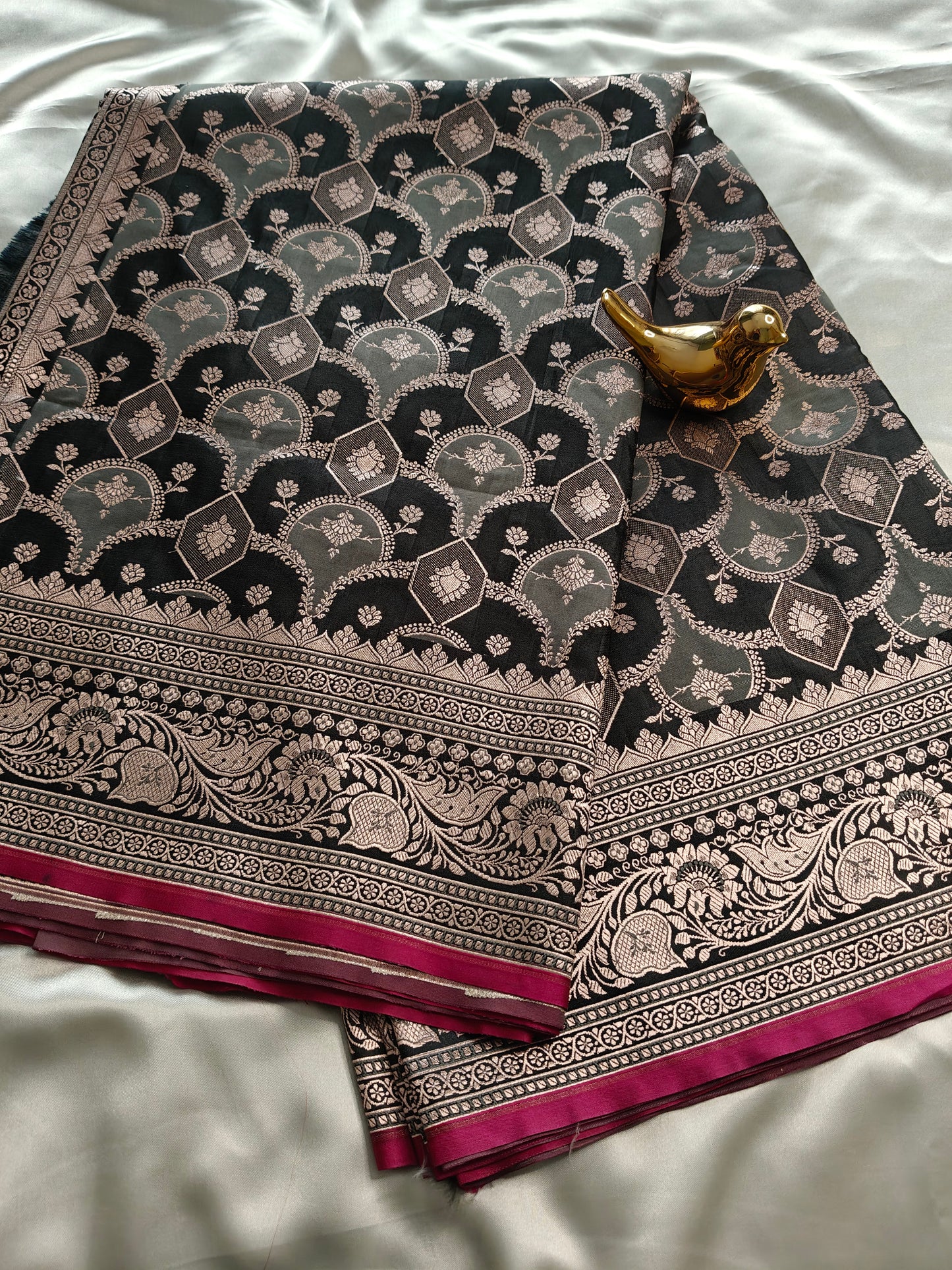 Black Premium Mashru Silk Saree