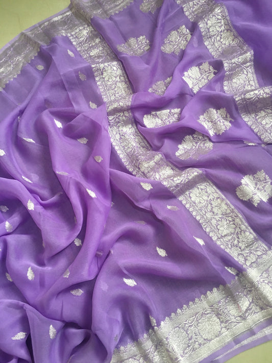 Purple Khaddi Chiffon Georgette Banarasi