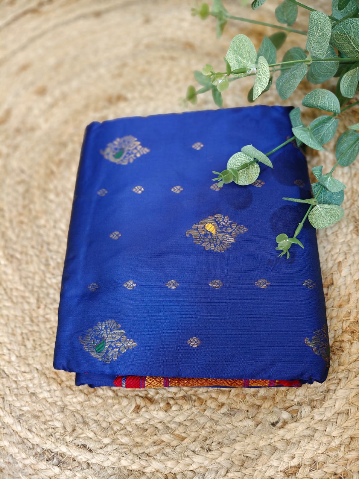 Royal Blue Paithani Saree with Red Zari Border