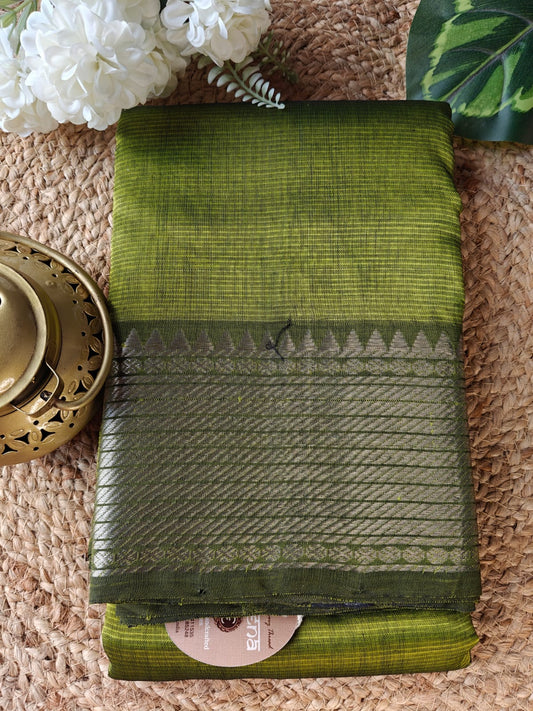 Mehendi Green Classic Mangalagiri Saree