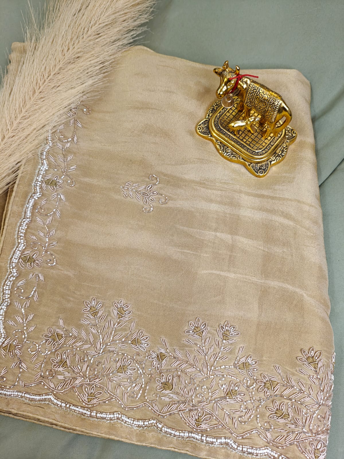 Golden Sand – Subtle Tissue Handwork Saree