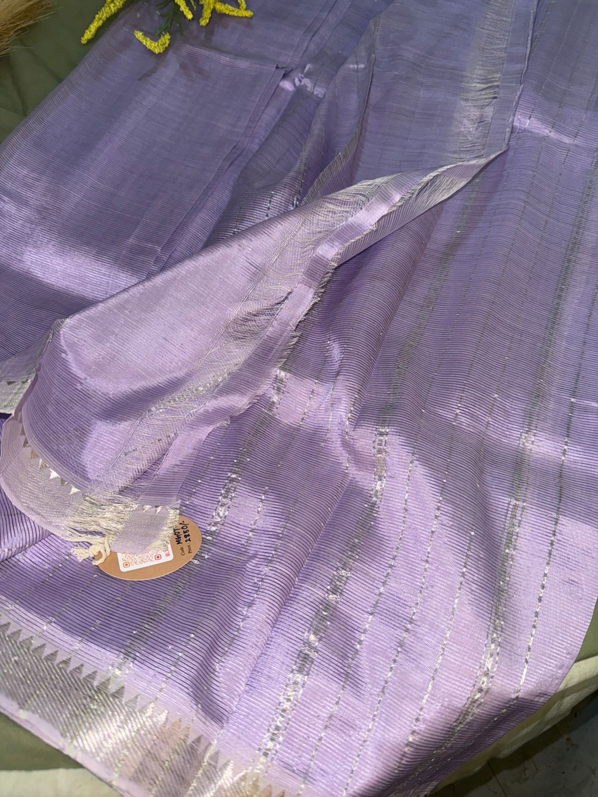 Lilac Silver Border Mangalagiri Saree