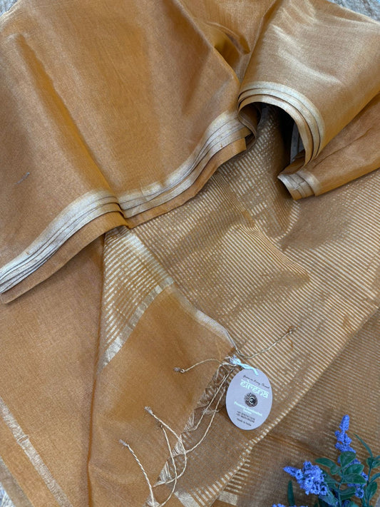 Rustic Gold Tissue Maheshwari Saree