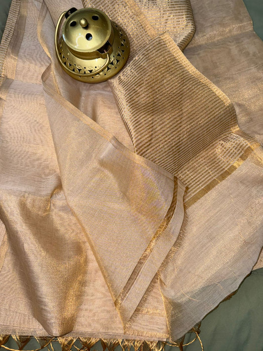 Soft Gold Borderless Tissue Maheshwari