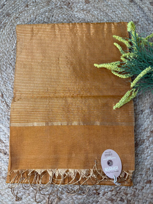 Rustic Gold Tissue Maheshwari Saree