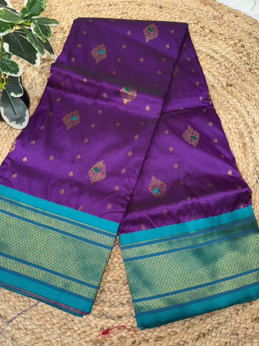 Peacock Charm Purple Paithani Saree