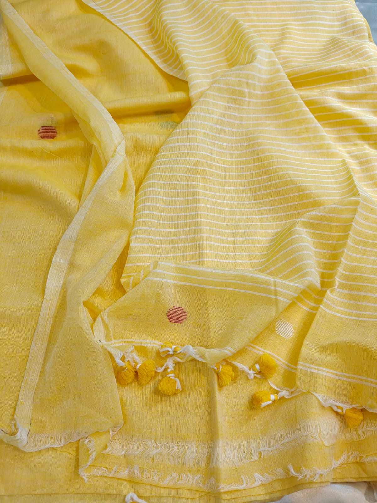 Yellow Whisper Mul Cotton Saree